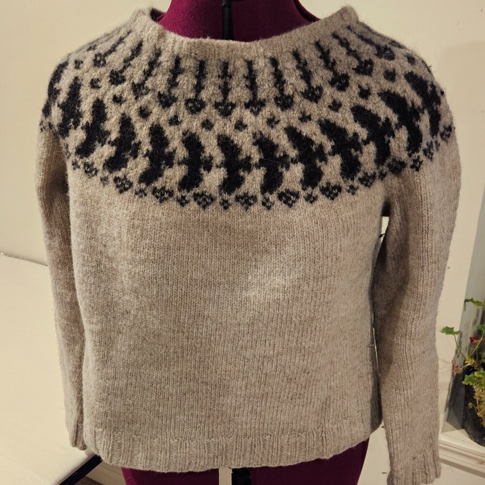 Corvid sweater, hand knit, medium